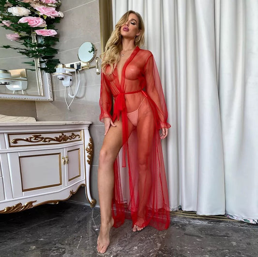 Restock Transparent Net Long Gown Nighty
