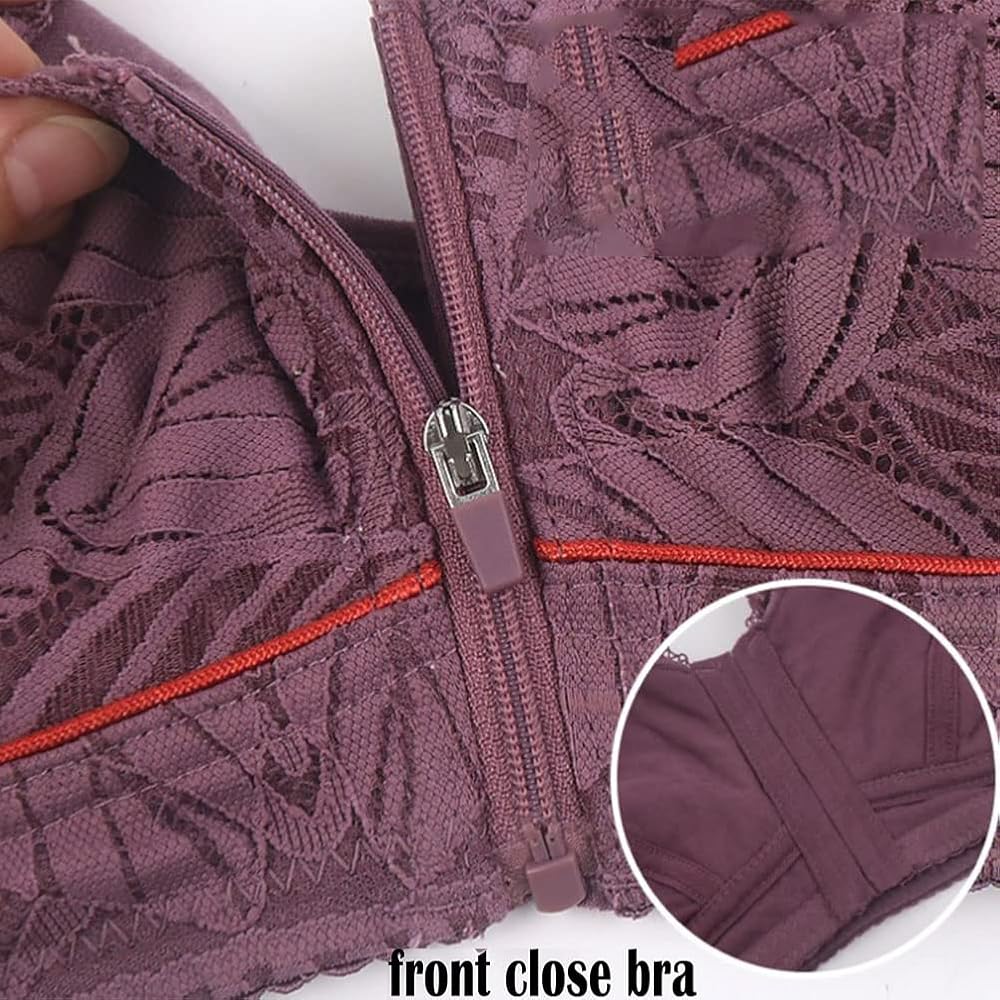 Plus size Camilace Women's Comfortable Wireless Sports Bra,Daily wear Bra Ultra Thin Breathable Soft Front Zipper Lace Bra Whole Sale Price