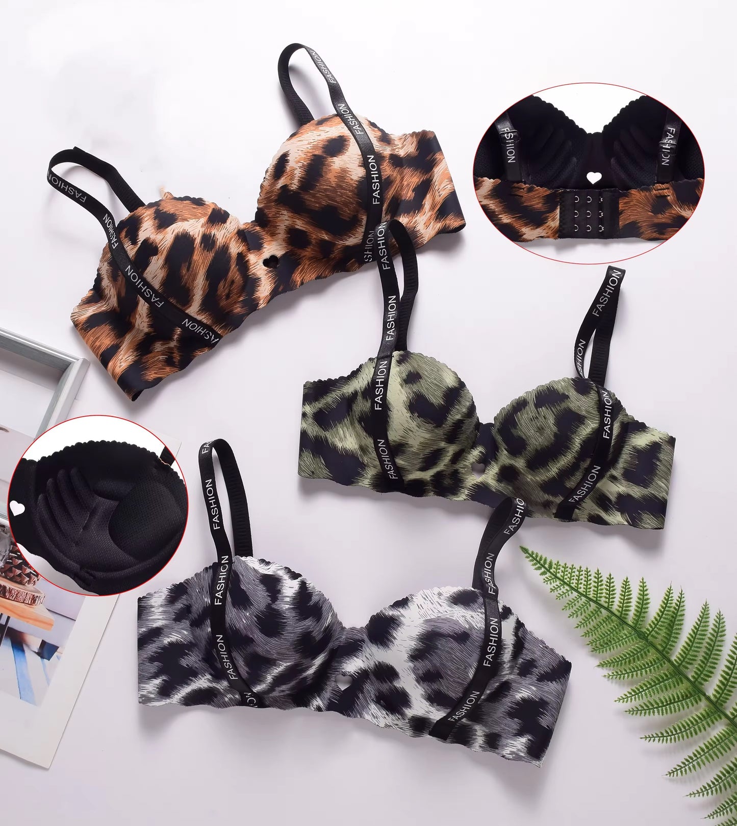 Cheetah Print push Up Padded Wireless Bra