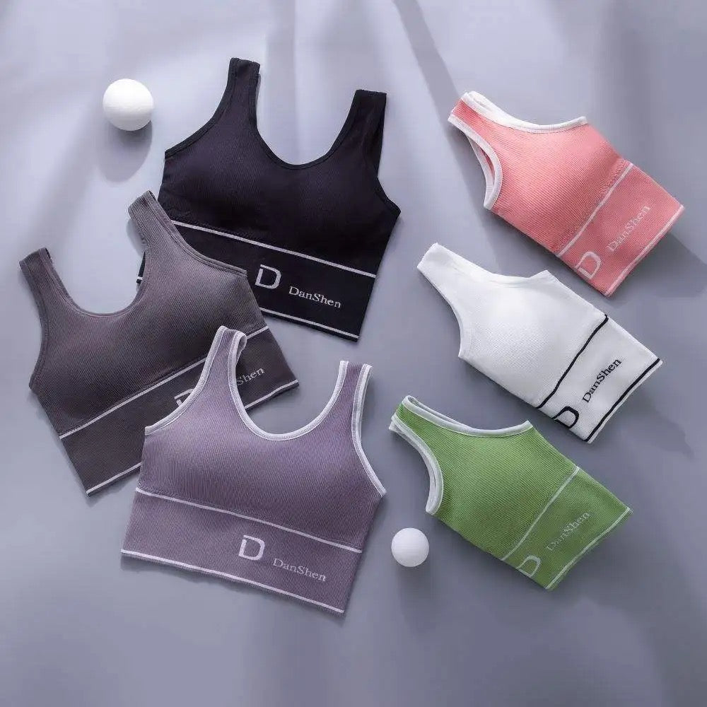 D-shaped ladies seamless deep U beauty back wrap tube top yoga sports bra short top vest