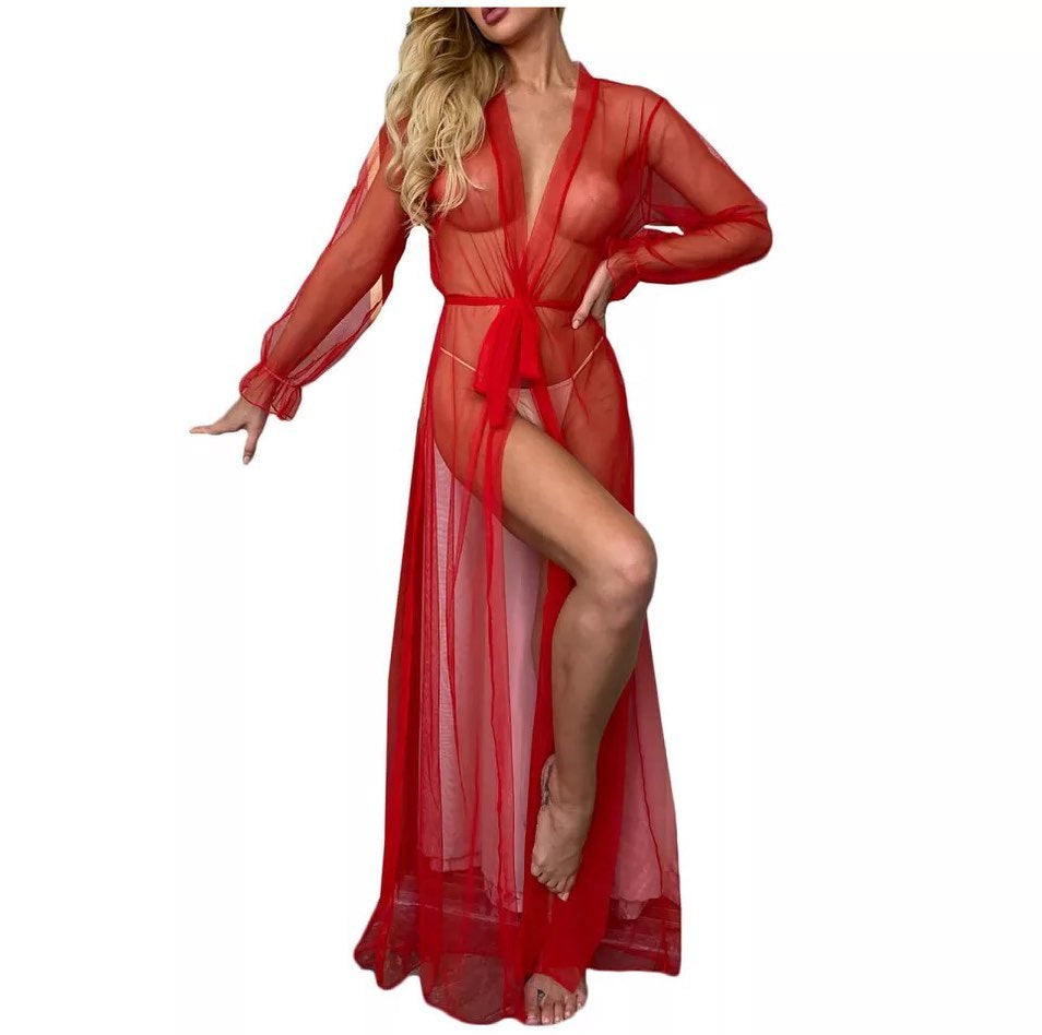 Restock Transparent Net Long Gown Nighty