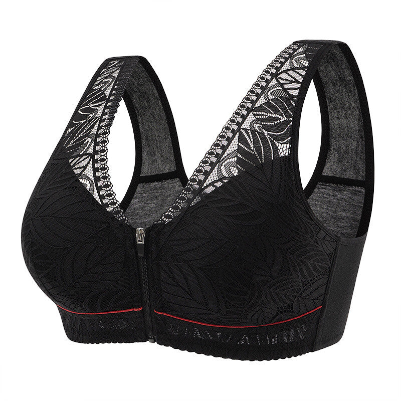 Plus size Camilace Women's Comfortable Wireless Sports Bra,Daily wear Bra Ultra Thin Breathable Soft Front Zipper Lace Bra Whole Sale Price