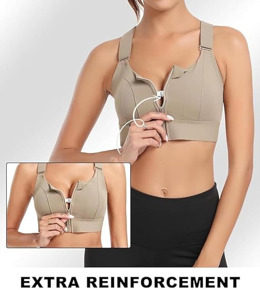 RAMADAN SALE Restock PREMIUM QUALITY FRONT CLOSURE PADDED HIGH IMPACT SPORTS BRA WITH ADJUSTABLE WAIST BAND-RUST Original Spots Bra)