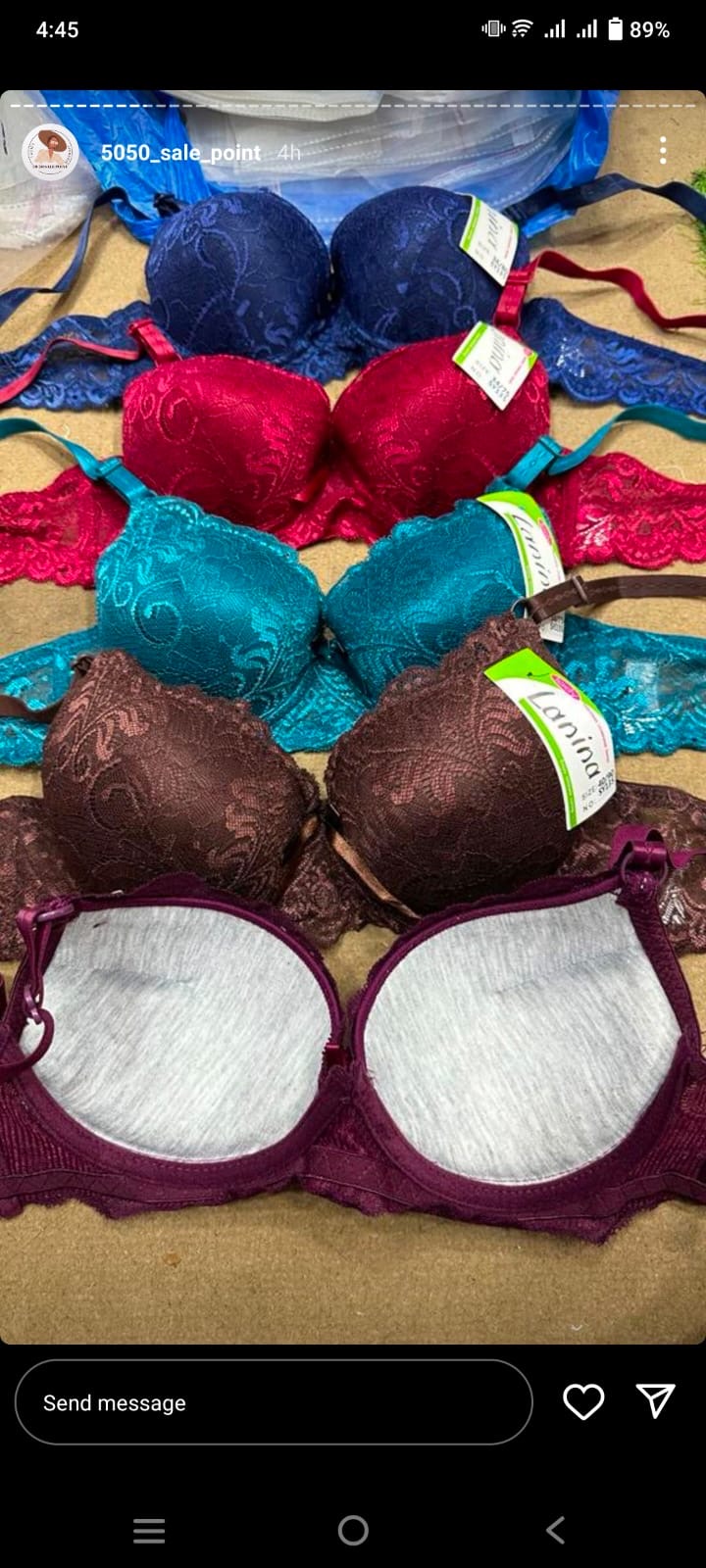 Lalina Pushup wire Bra with Net Lace And Flexible Stuff