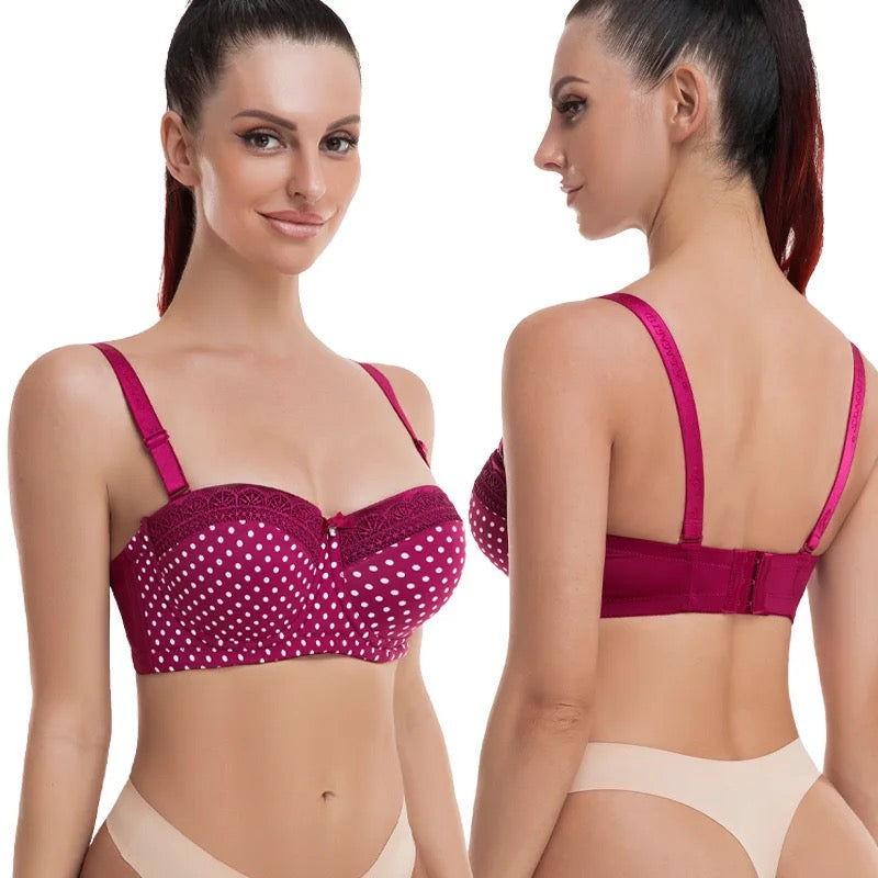 Polka dots Half cup Wire Bra