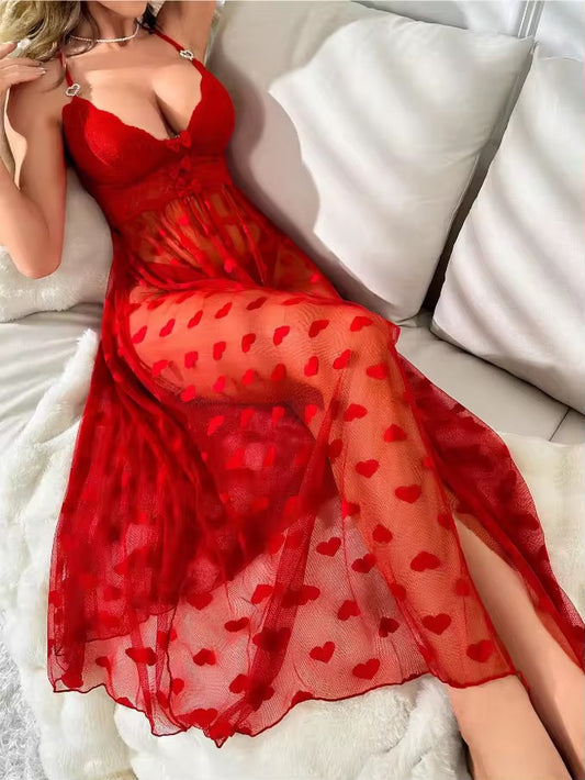Transparent Hearts prints Long Gown