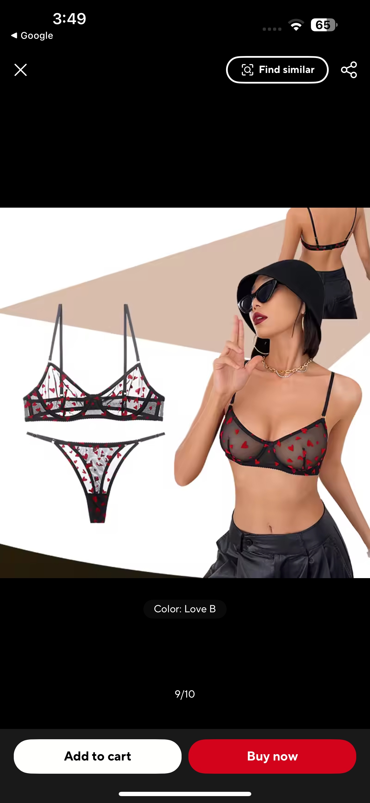 Net See Through Heart print Wire Bra set