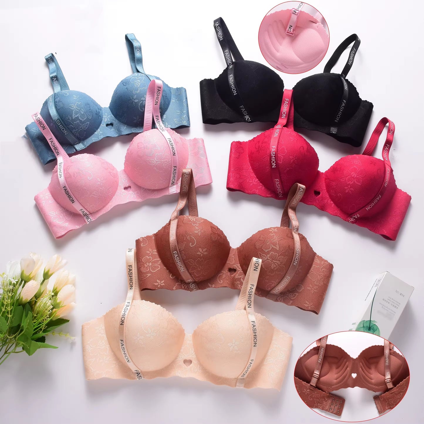 Push-up padded Half Cup wireless Padded Bra