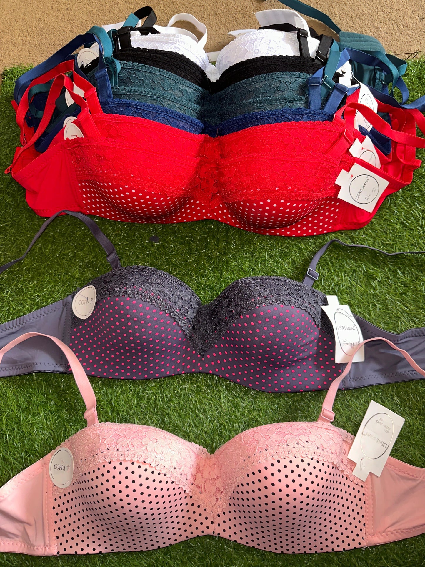 Polka dots Half cup Wire Bra