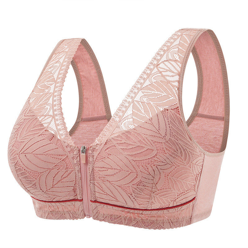 Plus size Camilace Women's Comfortable Wireless Sports Bra,Daily wear Bra Ultra Thin Breathable Soft Front Zipper Lace Bra Whole Sale Price