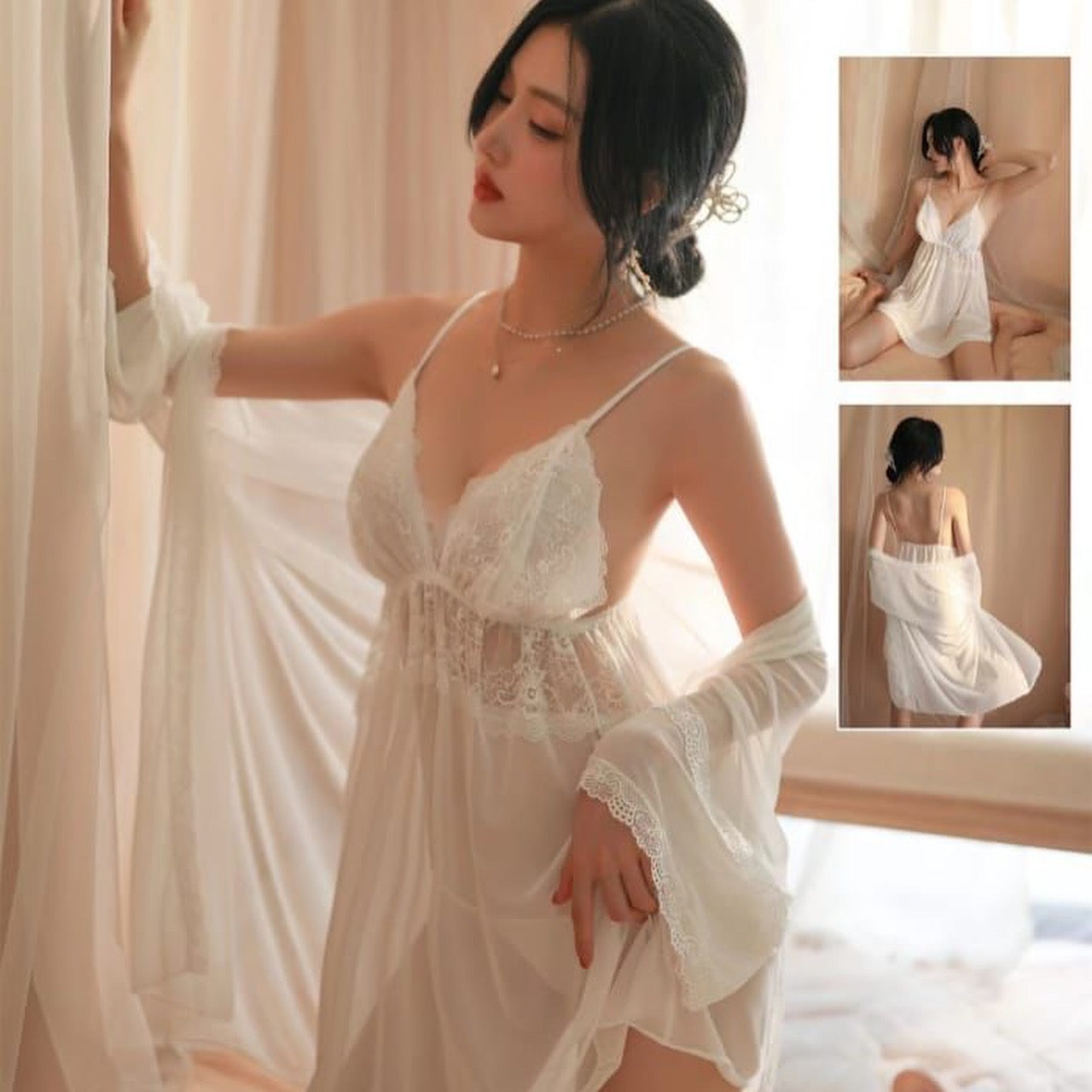 Bridal 3 piece Soft Net nightie