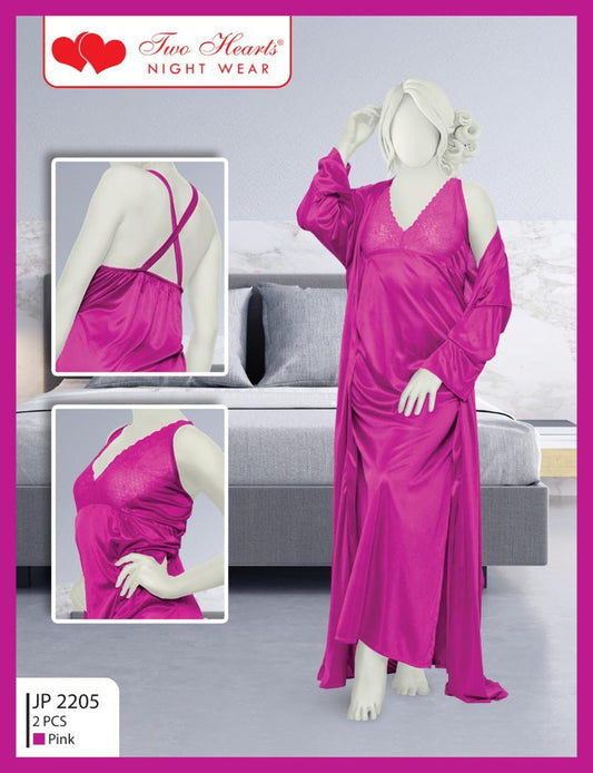 Two Hearts 2 Piece Silk Nighty