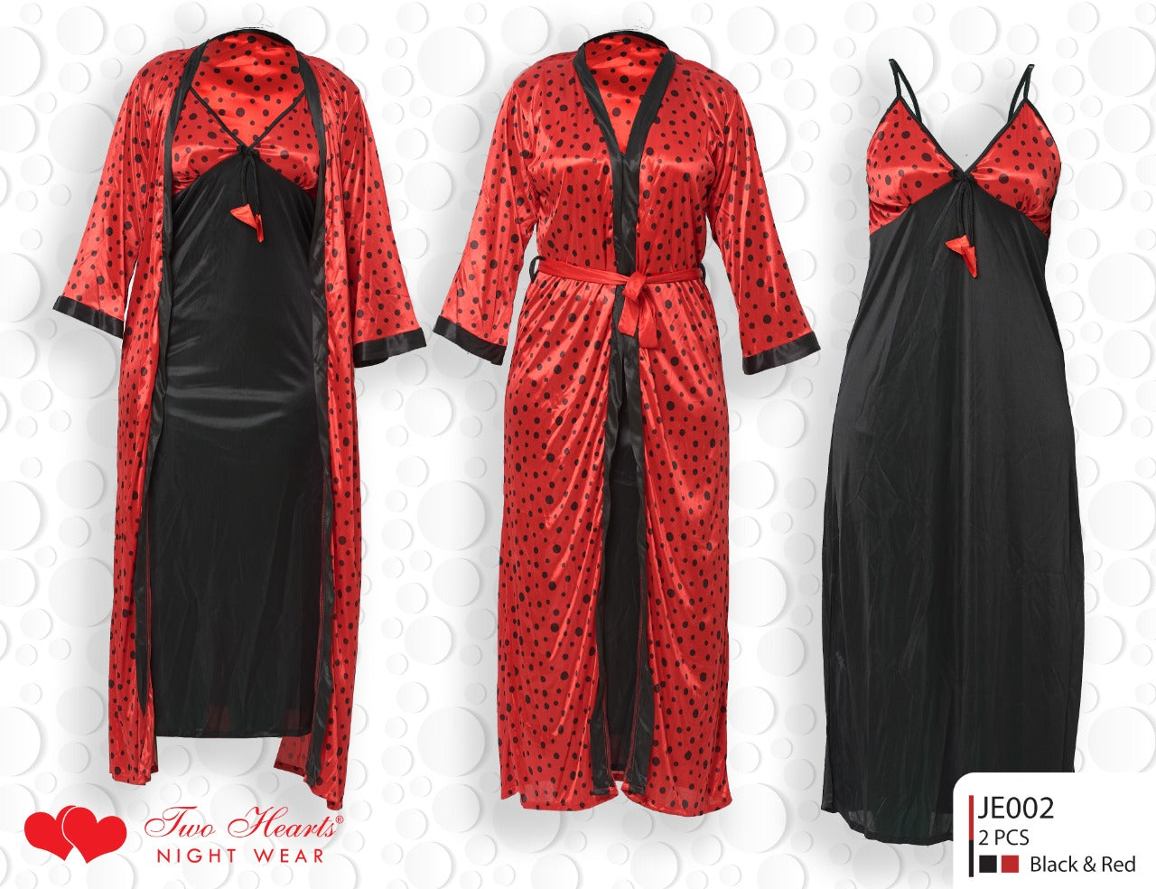 Two Hearts 2 Piece Silk Nighty