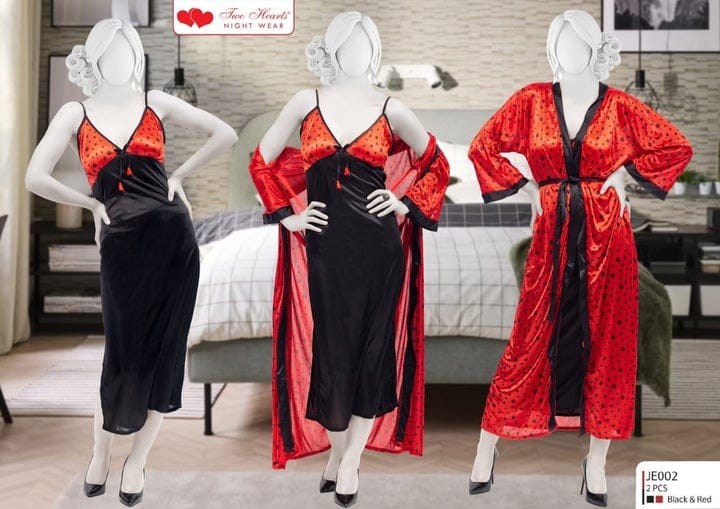 Two Hearts 2 Piece Silk Nighty