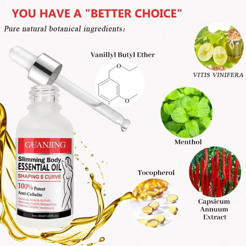 Private Label Slimming Oil Body Fat Burning Organic Herbal Extract Slimming Massage Oil