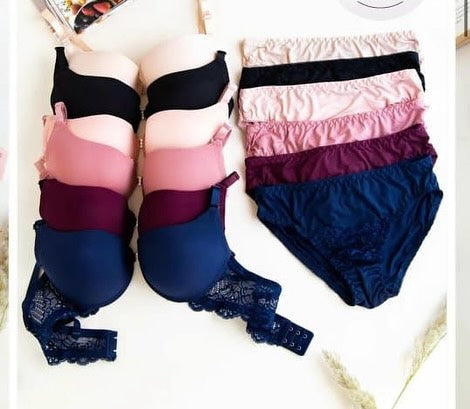 Single Padded Ring Bra Set With Plane Cup And Side Net