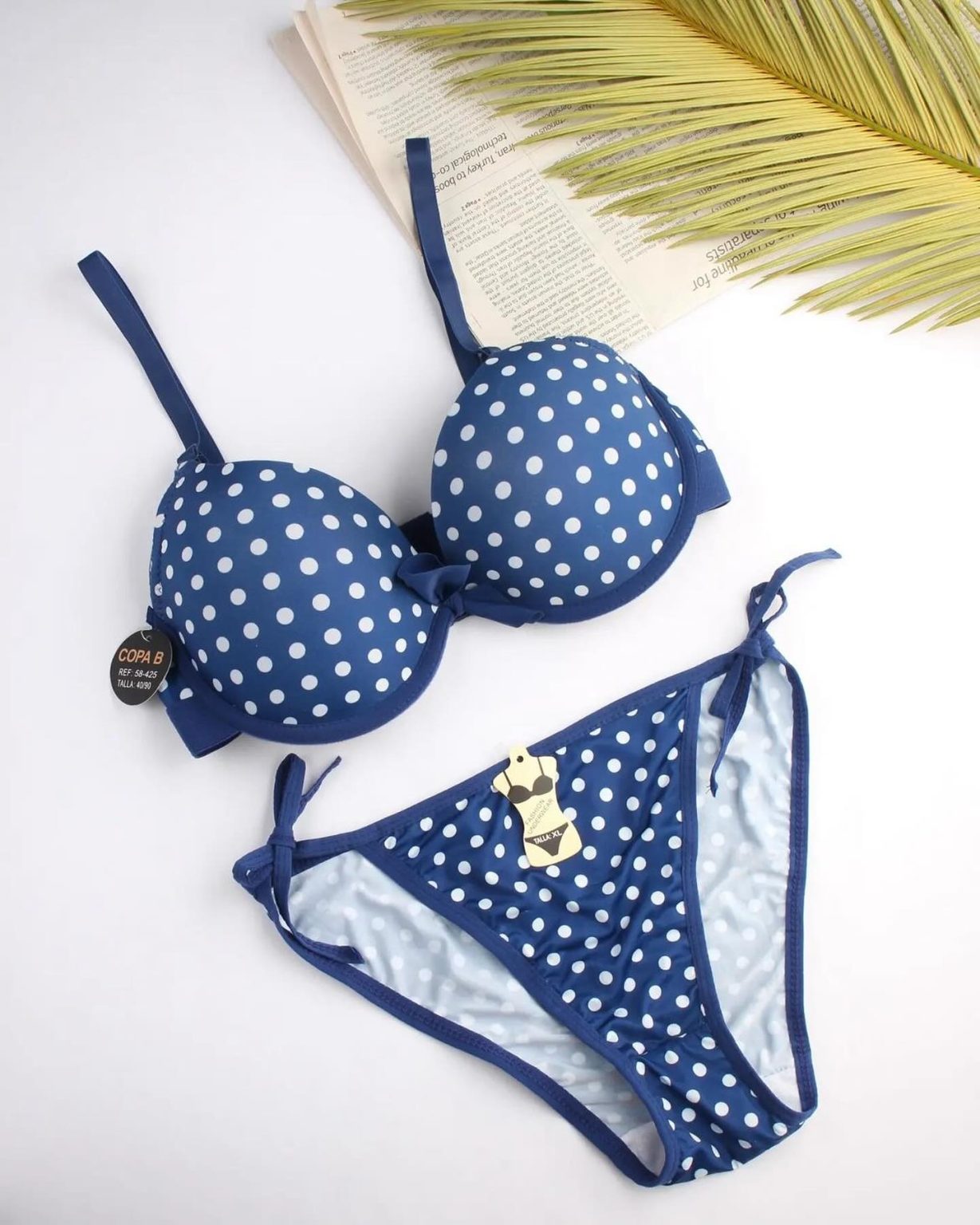 Single Padded Ring Bra Set With Polka Dots