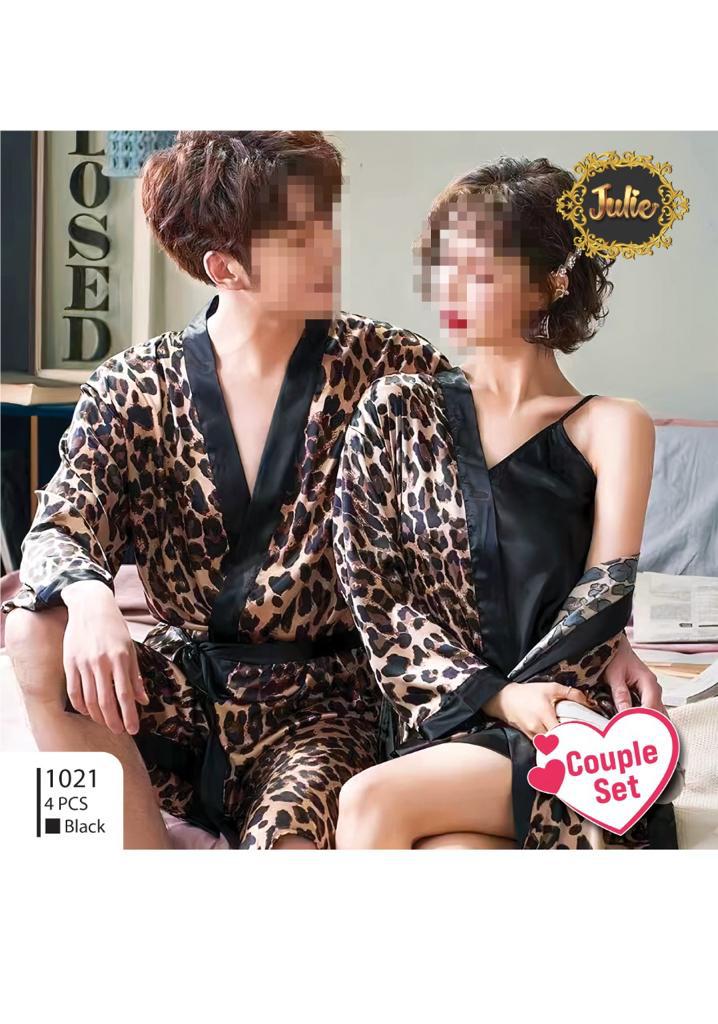 Cheetah Print Couple Nighty With Silk Soft Fabaric