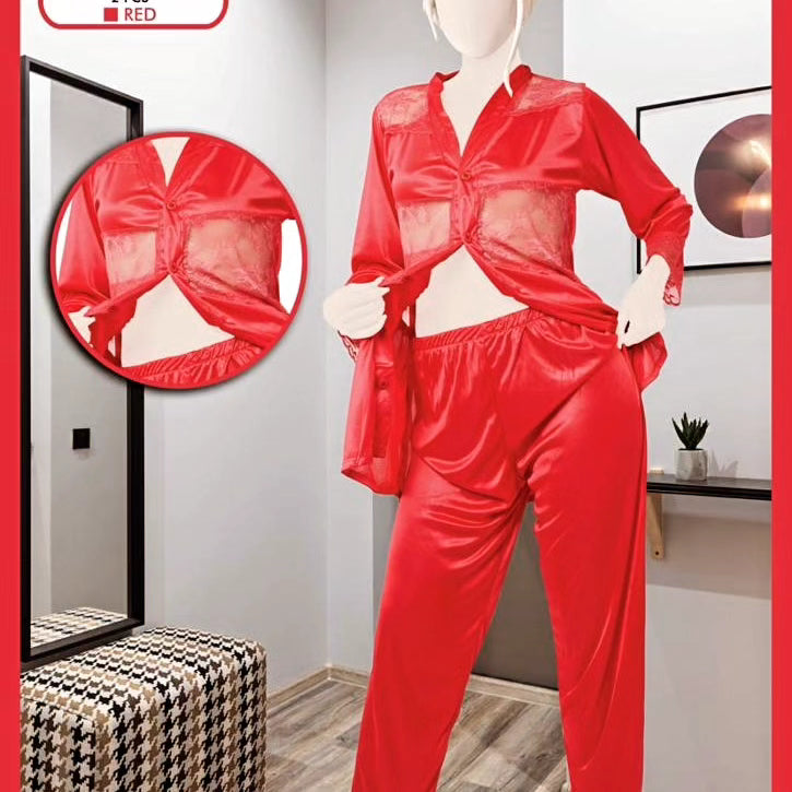 Two Hearts 2 piece silk Front Open suit