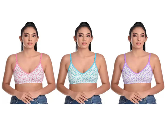 PRINTED MADAM COTTON BRA (PACK OF 3)
