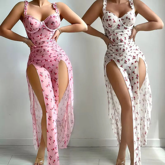 Plus Size Flowers Print Long gown available