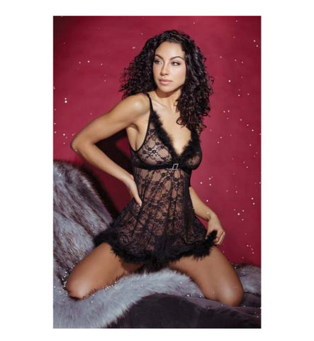 Glamour Net Design Lace Nighty