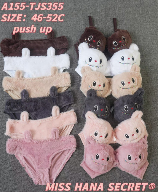 New Arrival Fluffy Pushup Padded Wire Bra Panty Set