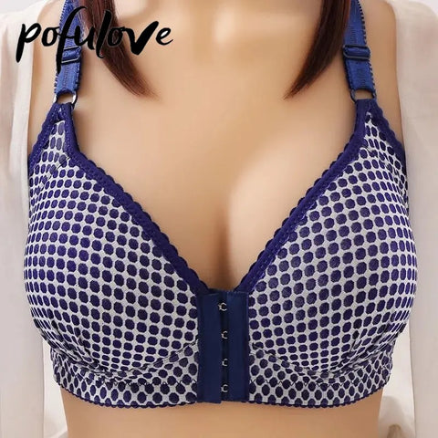 POLKA DOT FRONT OPEN PADDED BRA (WIRELESS)