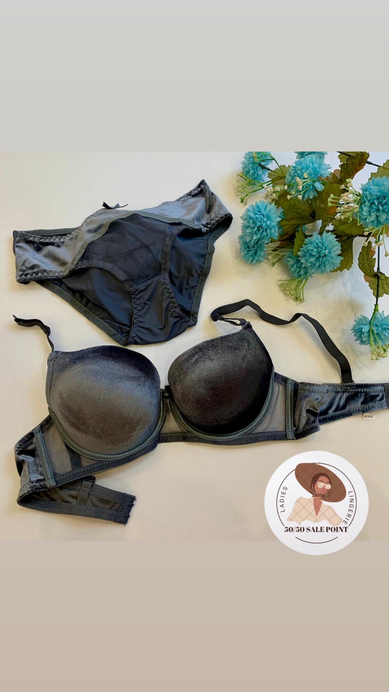 Velvet Pushup wire Bra Set