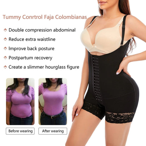 New Arrival Women High Compression Faja Hook And Eye Closure Tummy Control Slimming Bodysuit Bodyshaper