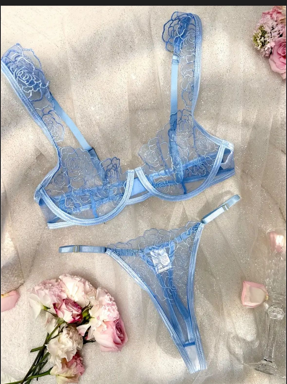 Soft Net Wire Bra Set