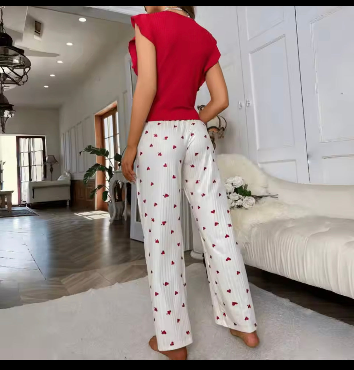 Cozy Heart print pj Set