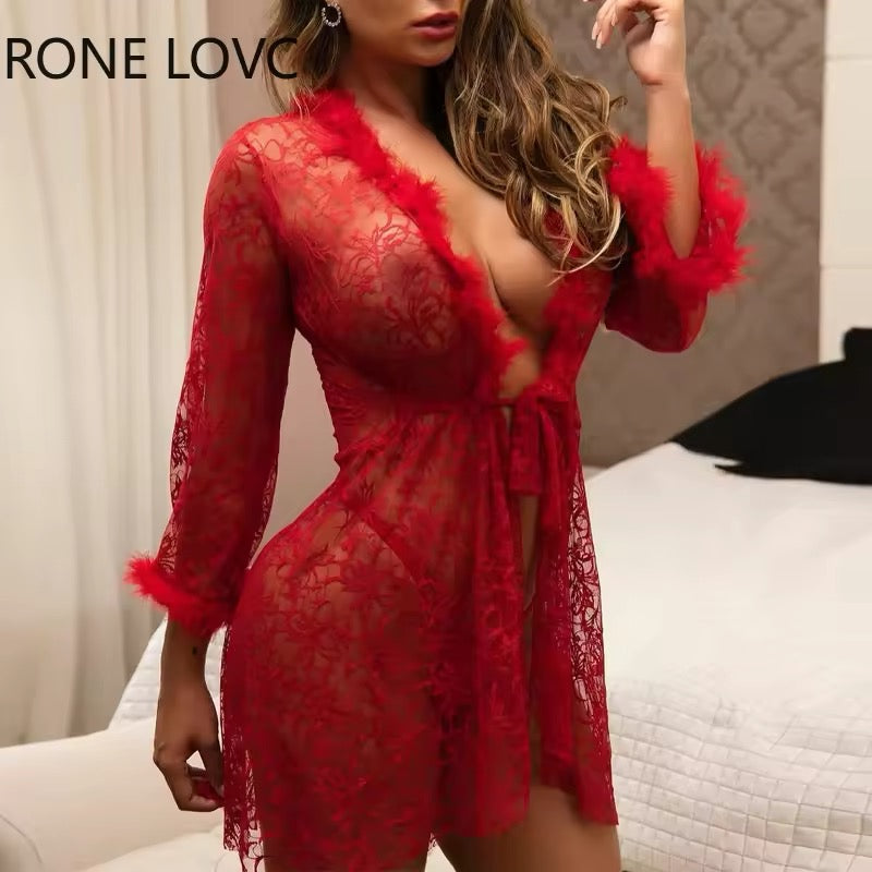 3 Piece Soft Net Elegant Nighty