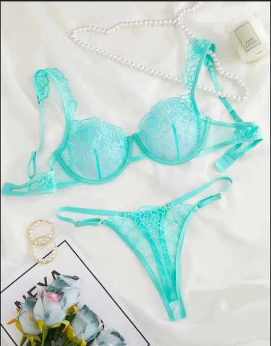 Soft Net Wire Bra Set