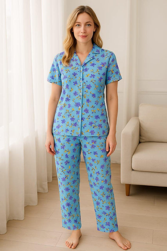 BUTTON COLLAR NIGHTSUIT