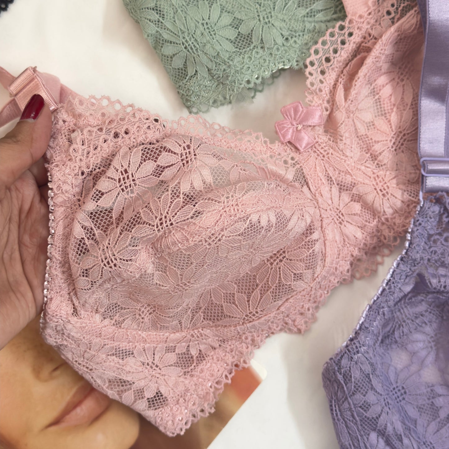 Galaxy Soft Net Bra Without Ring with Flower Lace