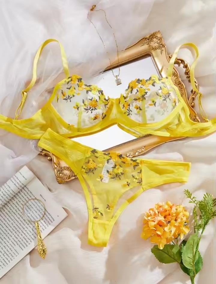 FLORAL WIRE BRA SET