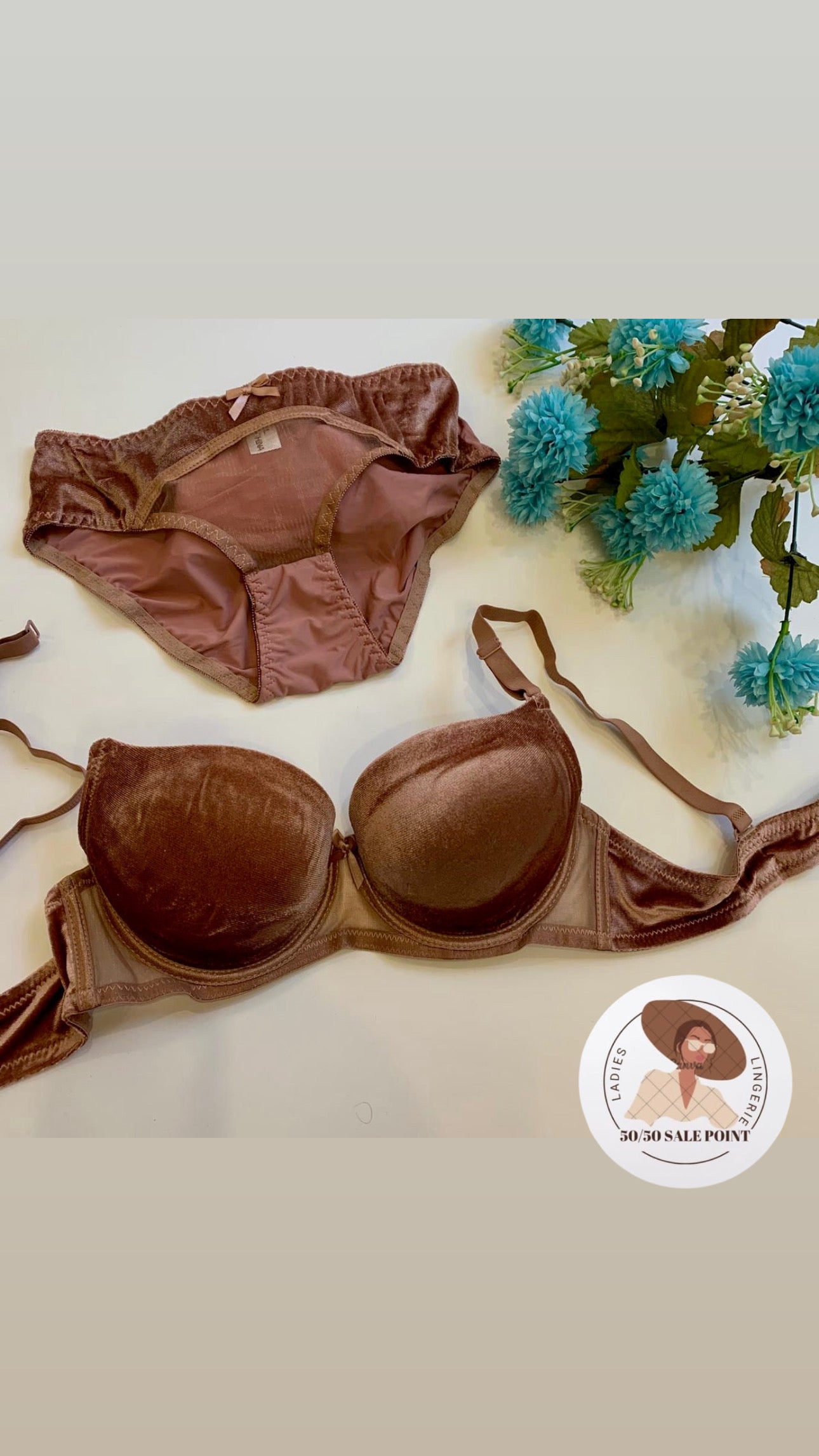Velvet Pushup wire Bra Set