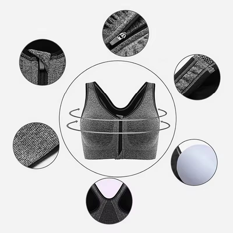 New Arrival Front Open Zip sports Bra Light Padded