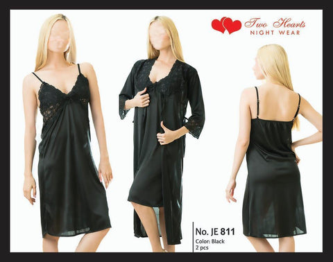 Two Hearts 2 Piece Silk Nighty