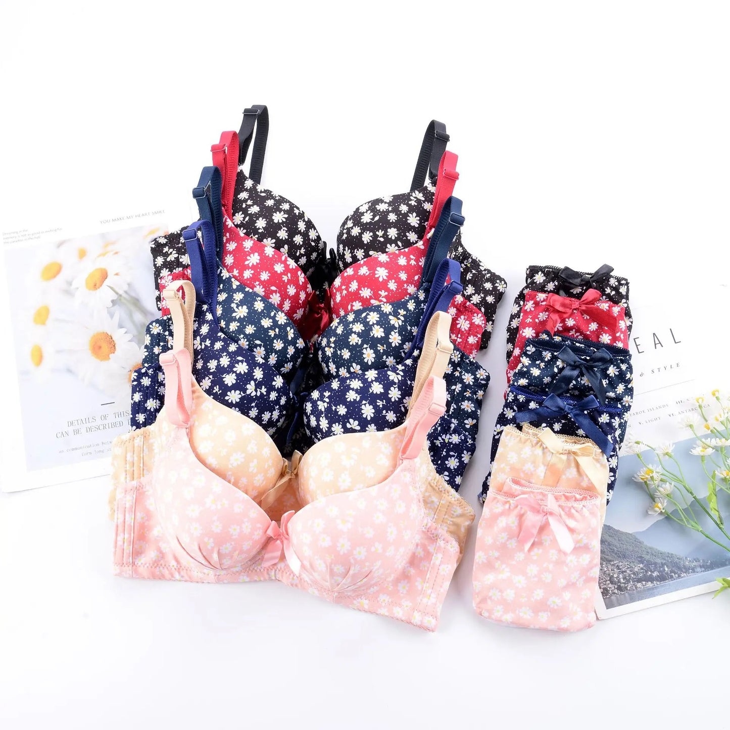 High Quality Lingerie Floral Push Up Bras set