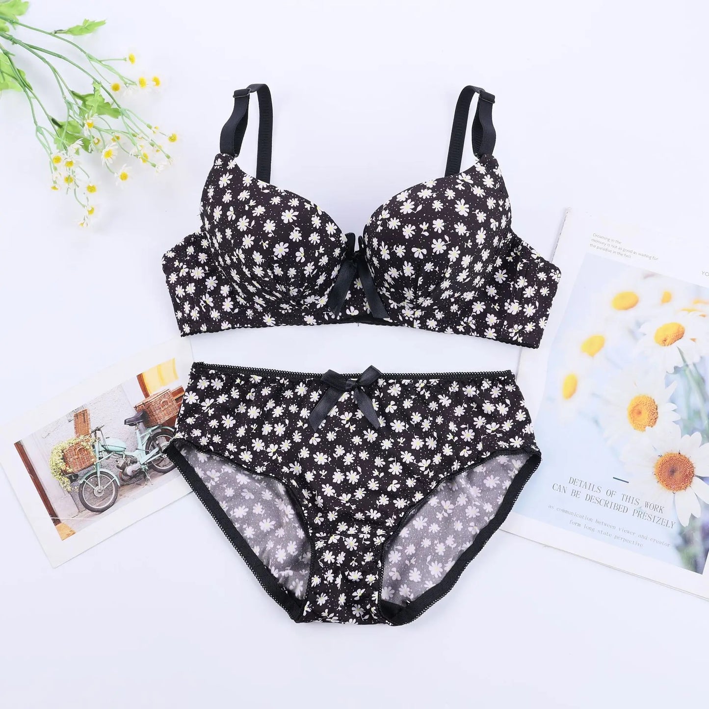 High Quality Lingerie Floral Push Up Bras set