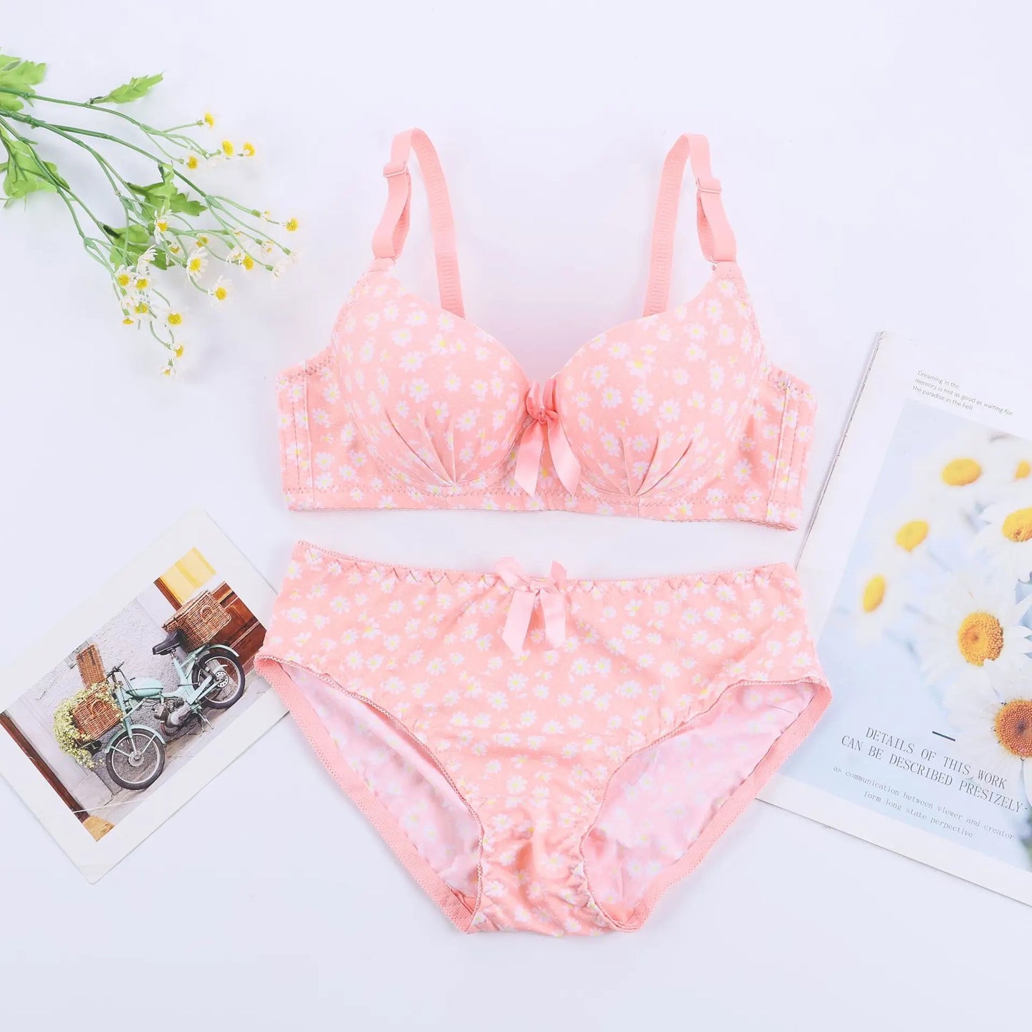 High Quality Lingerie Floral Push Up Bras set