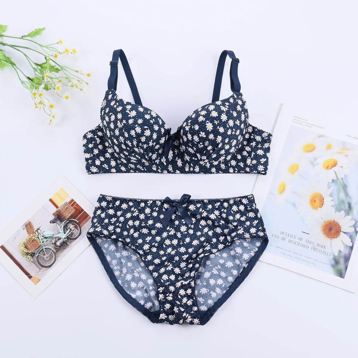 High Quality Lingerie Floral Push Up Bras set