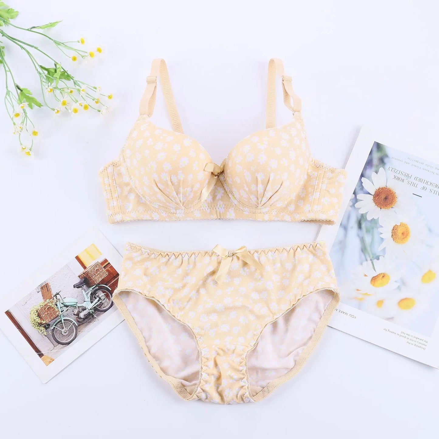 High Quality Lingerie Floral Push Up Bras set