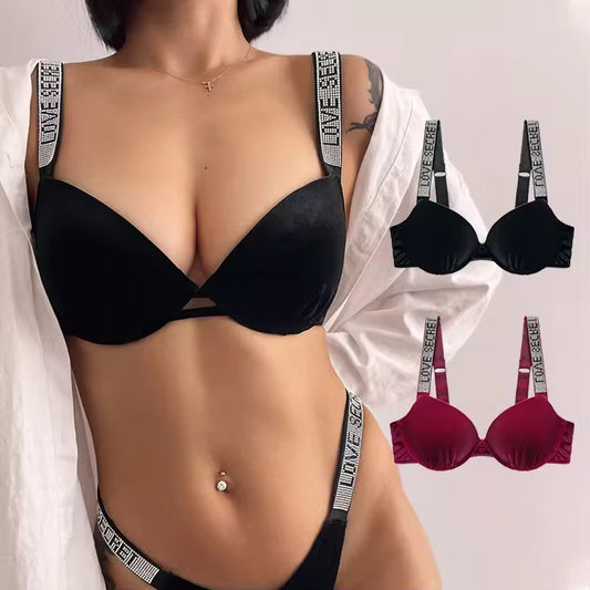 New arrival Front open Love secret Wire Bra Set 9906