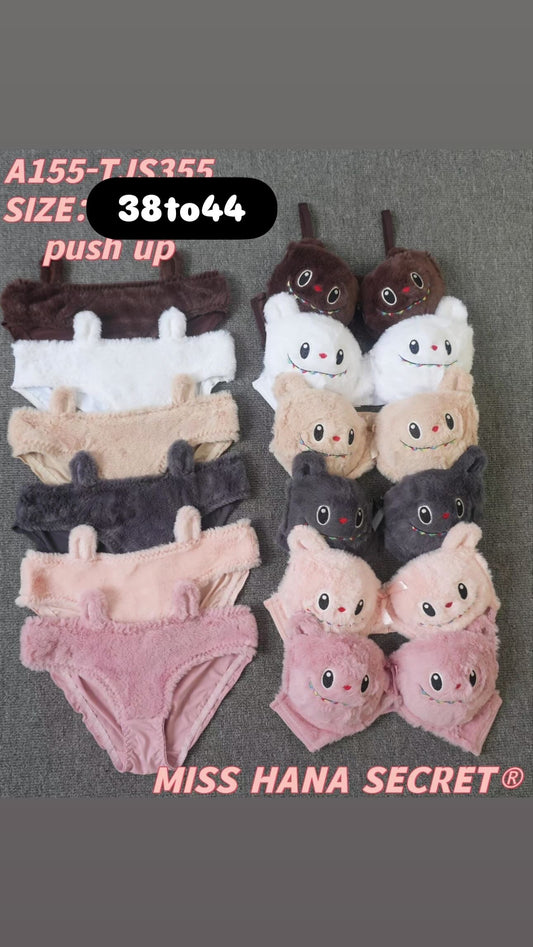 New Arrival Fluffy Pushup Padded Wire Bra Panty Set