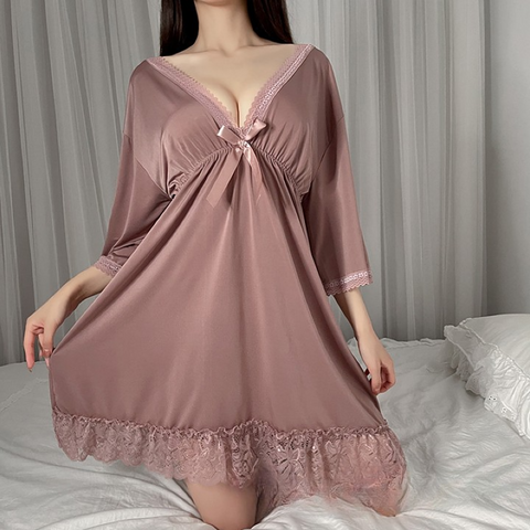 New arrival Hot Selling High Quality Romantic Short Nightdress Sexy Suspender Dress Lace Silk Nightgown Ladies Sleeping
Wear