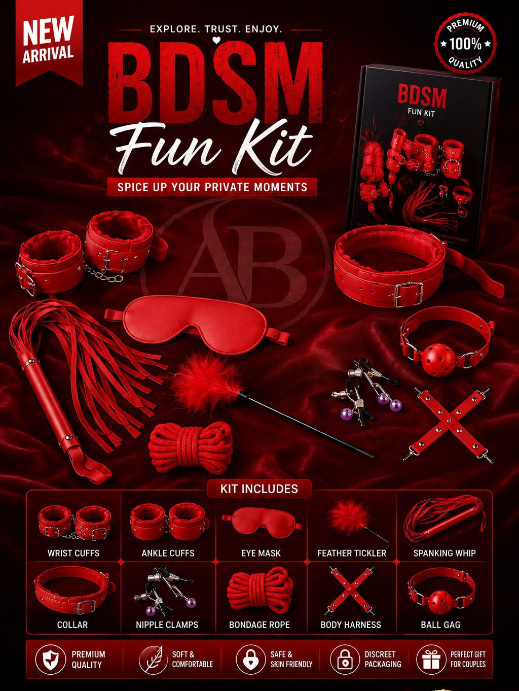 11/11Sale 50 Shades Full Set 10 piece BDSM kit