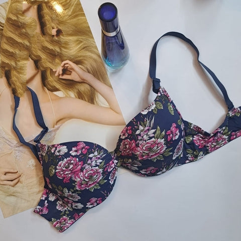 Single Padded Spring Flower Pushup Bra With Smooth Alastic